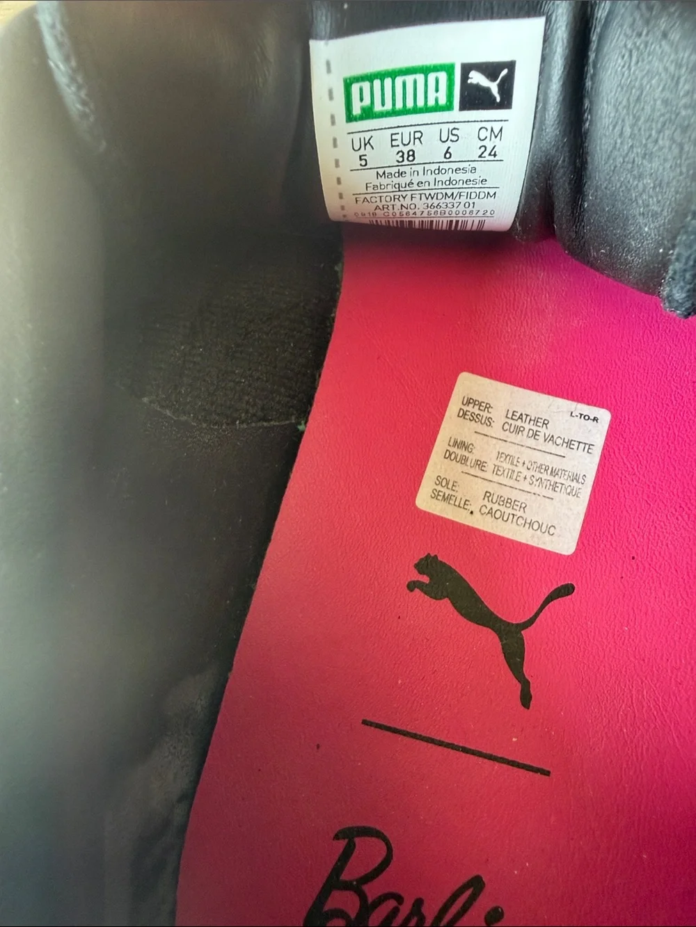 Puma Women’s Black Suede Platform Sneaker with Pink Patterned size 6